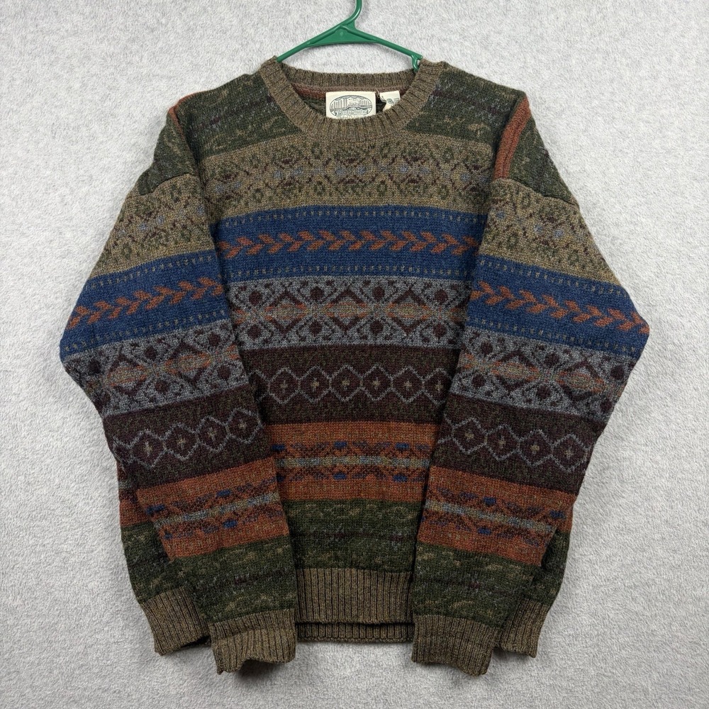 Vintage Britches Sweater Mens Large Fair Isle Shetland Wool Grandpa Earthtone